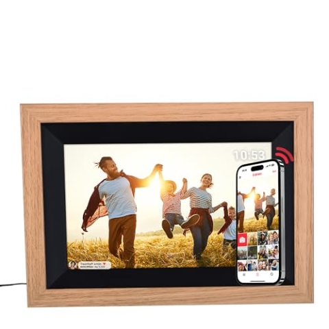 Rollei Smart Frame WiFi 105 in braunen Holz. 10.1 Zoll digitaler Bilderrahmen mit WiFi-Funktion zur Wiedergabe Ihrer Fotos und Videos mit Ton., Farbe:Holz Braun