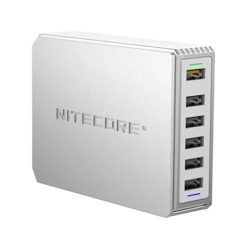 Nitecore UA66Q: 6 Port USB Desktop Adapter, Schwarz