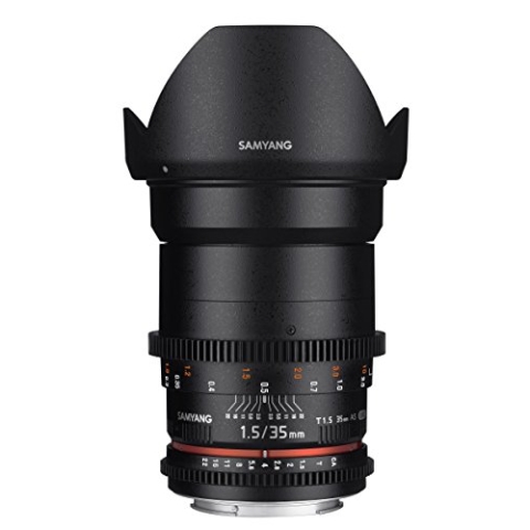 SAMYANG 7809 35/1,5 Objektiv Video DSLR II Nikon F manueller Fokus Videoobjektiv 0,8 Zahnkranz Gear, Weitwinkelobjektiv schwarz