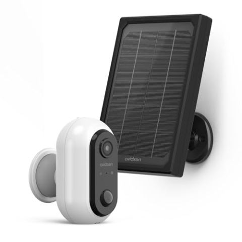 Avidsen HomeCam Akku Solar smarte Überwachungskamera, Außenbereich, inkl. Solar-Panel, Smartphone App, ohne Abonnement, Autonomie, 100% drahtlos, Bewegungserkennung, WLAN, Nachtsicht, IP65 wetterfest, 127070