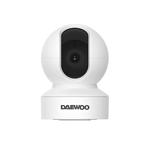 Daewoo Innenkamera IP501, Full HD 1080P, Bidirektionales Audiosystem, motorisiert, Bewegungserkennung, Nachtsicht, Weiß