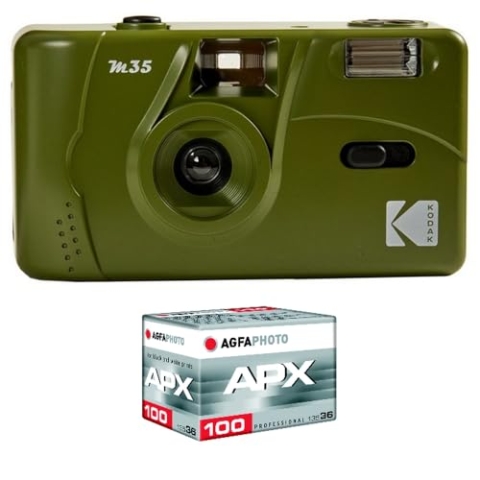 Kodak M35 – Kamera, wiederaufladbar, 35 mm, festes Weitwinkelobjektiv, optischer Sucher, integrierter Blitz, AAA-Batterie