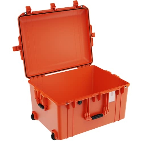 Peli 1637 Air Leichter Rollkoffer mit Rollen für Kamera und Drohnen Equipment, Wasser- und Staubdicht, 89L Volumen, Ohne Schaumstoffeinlage, Farbe: Orange