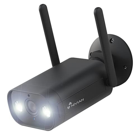 NIVIAN – 2,4 GHz – 2K-WLAN-PTZ-Kamera – 360°-Fernbewegung mit Autotracking-Funktion und Personenerkennung – 10 m Nachtsicht – Geeignet für den Außenbereich – Kompatibel mit Alexa, Google und Tuya