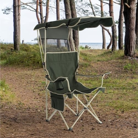 Navaris Campingstuhl faltbar mit Sonnenschutz - Leichtgewicht für optimale Mobilität - Angelstuhl - Ideal für Picknick, Wanderungen und spontane Campingausflüge