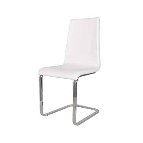 t m c s Tommychairs - Freischwinger-Stuhl Berlin mit hochfestem rechteckigem Freischwingergestell aus Stahl und Sitzflaeche aus mehrschichtigem Holz gepolstert und mit weissem Kunstleder bezogen