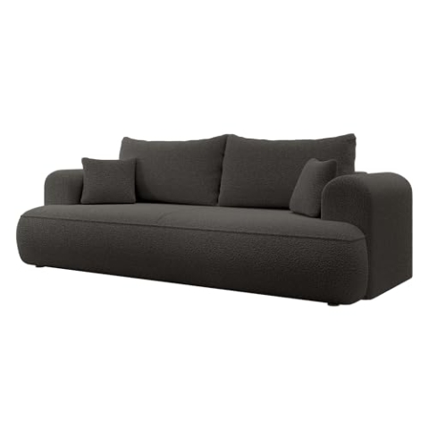 Selsey Sofa Schlafsofa Couch Mit Stauraum Schlaffunktion 3 Sitzer Pflegeleicht Polyurethanschaum Boucle Dunkelgrau OVO