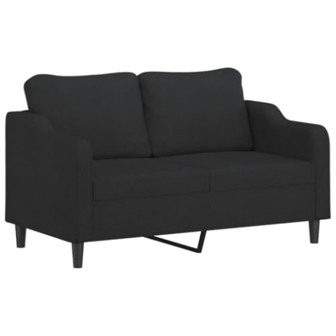 vidaXL Sofa 2-Sitzer, Loungesofa Couch mit Armlehnen Rückenkissen, Wohnzimmersofa Designsofa Metallgestell, Sitzmöbel Zweisitzer, Schwarz Stoff