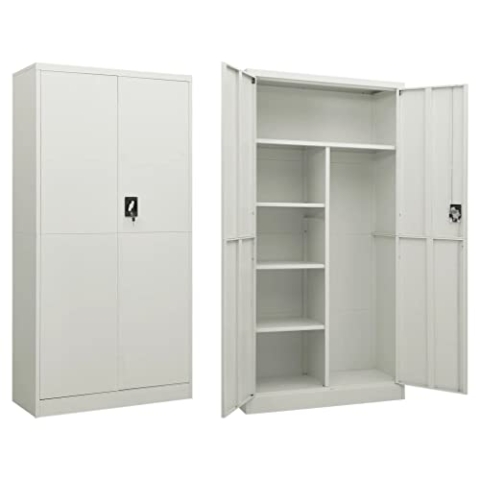 vidaXL Schließfachschrank Umkleideschrank Stahlschrank Lagerschrank Metallschrank Kleiderschrank Aktenschrank Schrank Hellgrau 90x40x180cm Stahl