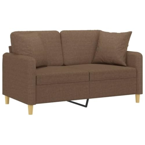 vidaXL Sofa 2 Sitzer, Couch mit Zierkissen, Liegesofa für Wohnzimmer, Polstersofa Sessel Relaxsofa Loungesofa Relaxcouch, Braun Stoff