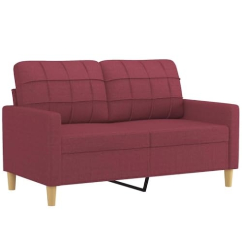 vidaXL Sofa 2 Sitzer, Couch für Wohnzimmer, Polstersofa mit Metallgestell, Loungesofa Zweisitzer Wohnzimmersofa Wohnzimmermöbel, Weinrot Stoff