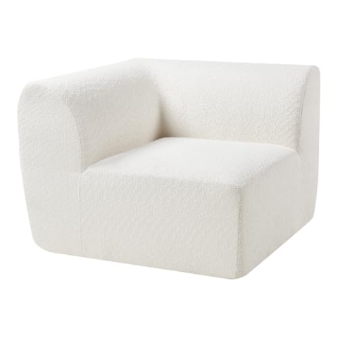 [en.casa] Sofa-Modul Hurvas Eckelement mit Armlehne Eckteil Sofa-Element Bouclé gepolstert 108 x 108 x 76 cm Couch-Element Cremeweiß