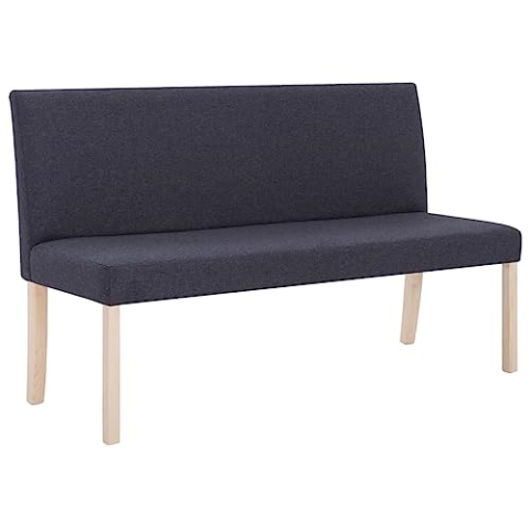vidaXL Sitzbank mit Rückenlehne 139,5cm Klassisch Polsterbank Esszimmerbank Wartebank Bank Küchenbank Essbank Flurbank Wohnzimmer Dunkelgrau Polyester