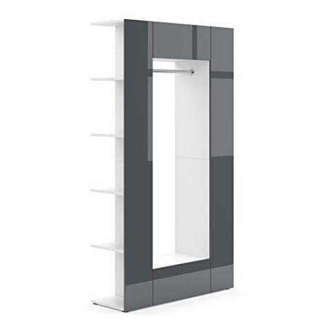 Vicco Garderobe Mats, Flurgarderobe, Anthrazit Hochglanz/Weiß, 36.6 x 191 cm