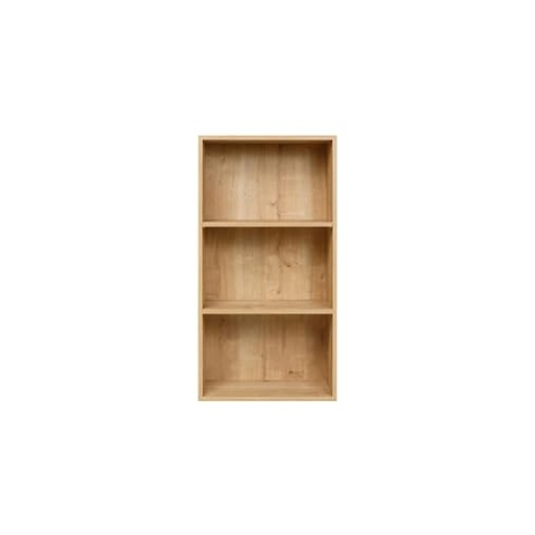 furni24 Breites Bücherregal mit 3 Fächern, Holzregal, Würfelregal, Aufbewahrungsregal, Saphir Eiche, 60x31x115h