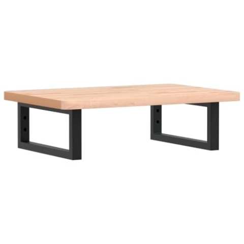 vidaXL Waschtischplatte mit Halterung, Holzplatte Waschtischkonsole Wandmontage, Waschbeckenplatte Wandkonsole Wandregal, Stahl Massivholz Buche