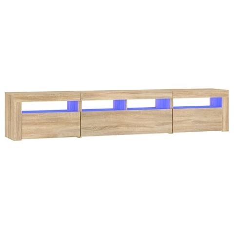 vidaXL TV Schrank mit LED-Leuchten Lowboard TV Möbel Tisch Board Sideboard Fernsehtisch Fernsehschrank HiFi-Schrank Sonoma-Eiche 210x35x40cm