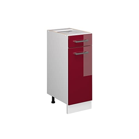 Vicco Küchenunterschrank R-Line, Bordeaux Hochglanz/Weiß, 30 cm ohne Arbeitsplatte