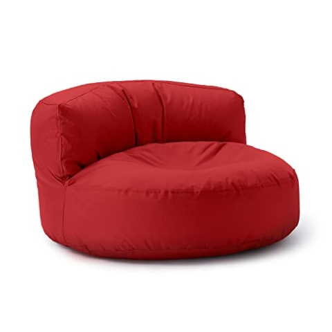 Lumaland Sitzsack Lounge | Sofa-Sitzsack 90 x 50 cm mit Rückenlehne | Indoor & Outdoor Beanbag | Wasserabweisend & Robust | Mit anpassungsfähiger EPS-Füllung | Waschbarer Bezug [Rot]