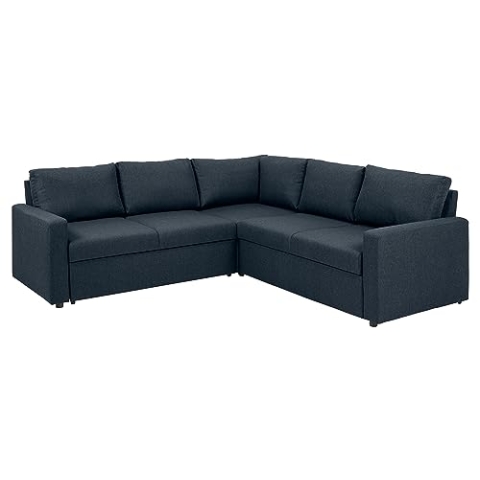 AC Design Furniture Richard Ecksofa mit Schlaffunktion und Stauraum in Dunkelblau, L-Sofa für 4 Personen mit Ausziehbettfunktion, B: 228 x H: 85 x T: 228 cm