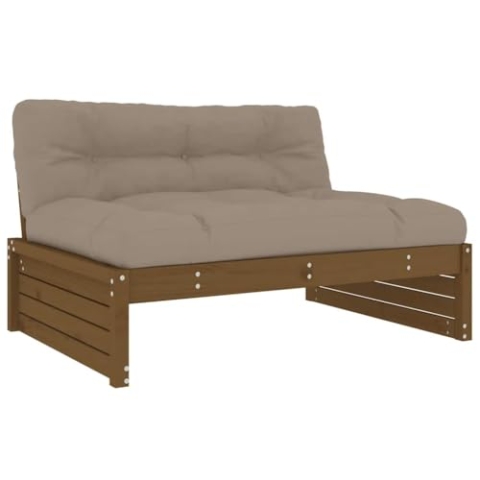 vidaXL Mittelsofa, Gartensofa mit Kissen Latten-Design, Modular Holz Sofa für Garten Terrasse, Gartenmöbel Loungemöbel, Honigbraun Massivholz Kiefer