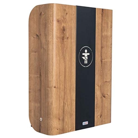 Timkid GmbH Hochklappbarer Wandwickeltisch aus Eiche-Holz mit Mittelteil aus Metall in Farbvarianten, Ausführung:Eiche/Schwarz