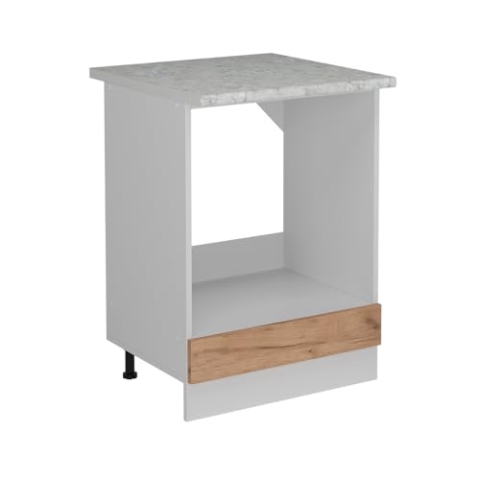 Vicco Herdumbauschrank R-Line, Goldkraft Eiche, 60 cm AP Marmor