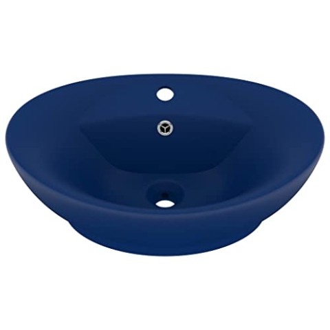 vidaXL Luxus-Waschbecken Überlauf Matt Dunkelblau 58,5x39cm Keramik