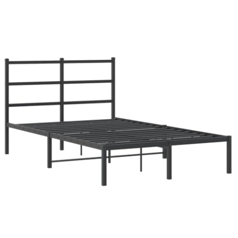 vidaXL Bettgestell, Bettrahmen mit Lattenrost, Bett Gästebett mit Kopfteil, Metallbett Doppelbett Schlafzimmerbett, Schwarz 120x190cm Metall
