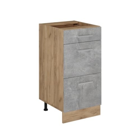 Vicco Küchenunterschrank R-Line, Beton, 40 cm mit Schubladen, ohne Arbeitsplatte