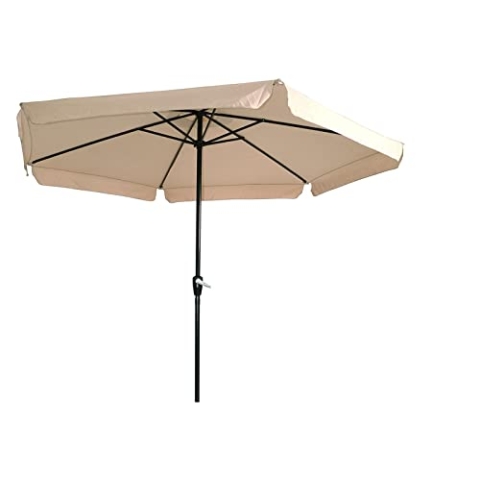 LesliLiving emini Parasol Anthracite-Coloured Aluminium Frame/Natural-Coloured ø3m
