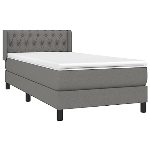 vidaXL Boxspringbett mit Matratze Bett Einzelbett Hotelbett Polsterbett Bettrahmen Lattenrost Bettgestell Schlafzimmerbett Dunkelgrau 100x200cm Stoff