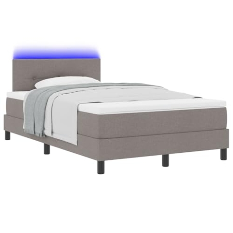 vidaXL Boxspringbett mit Matratze & LED Taupe 120x190 cm Stoff