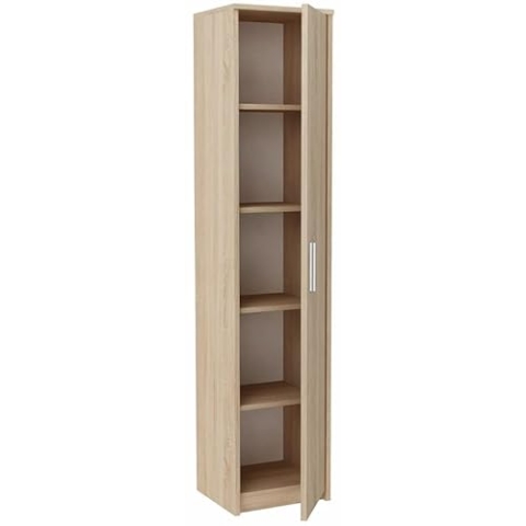 MATKAM Hochregal BODO R40Z mit Türen B40 x H182 x T35 cm, 4 Bretter und 5 Fächer, Tür mit Links- oder Rechtsanschlag, ideal für Büro, Diele Wohnzimmer, Jugend- oder Kinderzimmer (Sonoma Eiche)