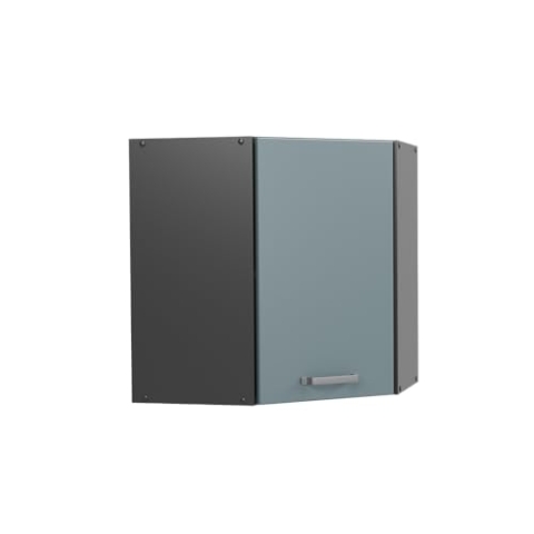Vicco Eckhängeschrank R-Line, Küchen-Eckschrank, Blau-Grau/Anthrazit, 57 cm