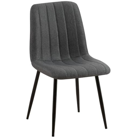 CLP Stuhl Dijon I Samt I Stoff I Mit Ziernähten I Mit Bodenschonern, Farbe:dunkelgrau, Material:Stoff