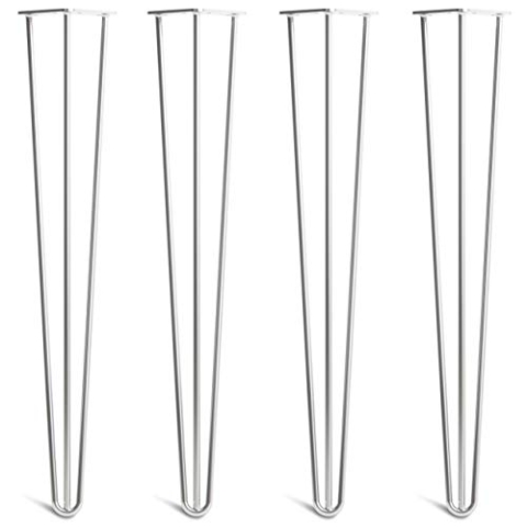The Hairpin Leg Co. 4X Haarnadel-Tischbeine: Doppel-Schweiß Stahl, Schrauben, Anleitung, Schutzfüße. Klassischer 10mm 3 Stangen Stil. 71cm Chrom