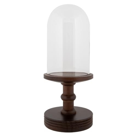 Clayre & Eef Glasglocke Ø 14x34 cm Braun Holz Glas
