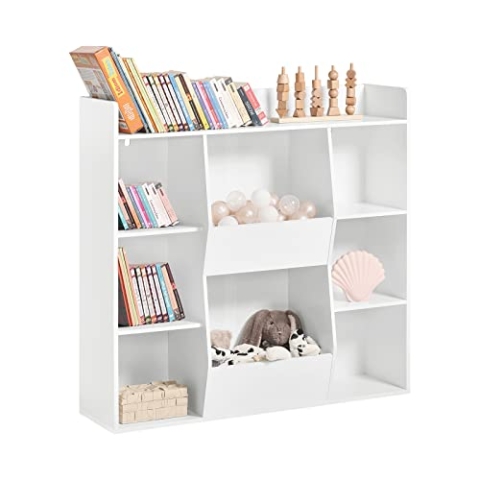 SoBuy KMB55-W Bücherregal für Kinder Kinderregal Aufbewahrungsregal mit 8 offenen Fächern Spielzeugregal Standregal Regal Kinderzimmer Möbel weiß BHT ca.: 106x104x30cm