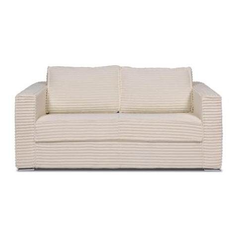 Vente-unique-Schlafsofa mit Matratze 3-Sitzer - grob Gerippter Cord - Beige - Liegefläche 140 cm - Matratze 22 cm - Loreto