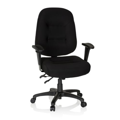 hjh OFFICE 702300 Profi Bürostuhl Zenit XXL Stoff Schwarz ergonomischer Drehstuhl bis 150kg belastbar