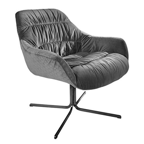 invicta INTERIOR Design Relax-Sessel Big Dutch grau Samt mit Armlehnen Retro Stil Bürostuhl Stuhl