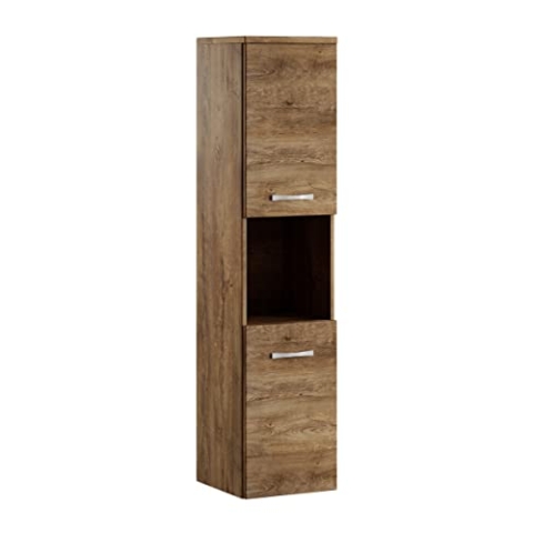 Badezimmer Hochschrank Montreal 131 cm Braun Eiche – Regel Schrank Möbel Badschrank