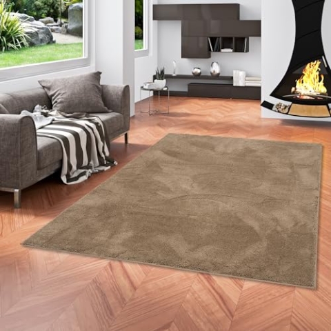 Pergamon Luxus Super Soft Hochflor Langflor Teppich Flauschig Weich Wohnzimmer Schlafzimmer Silky Taupe