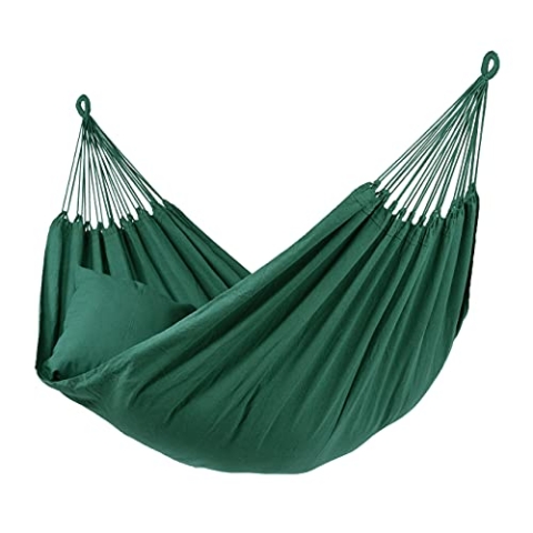 Tropilex Südamerikanische Hängematte Single | Handgefertigt | Fairtrade | Hammock 'Plain' Green | Flexibel & Belastbar | Perfekt für den Garten, Camping und auf Reisen geeignet