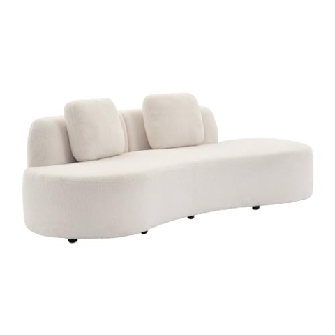 3 Sitzer-Sofa, mit organischer Komma-Form und Bouclé-Bezug - WAVE B 232 x T 97 x H 68cm