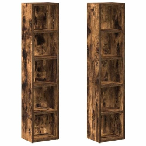 vidaXL CD Regal 2 STK., Standregal für Schlafzimmer Wohnzimmer Büro, CD-Schrank mit viel Stauraum, CD-Ablage Büroregal Regalschrank, Räuchereiche Holzwerkstoff
