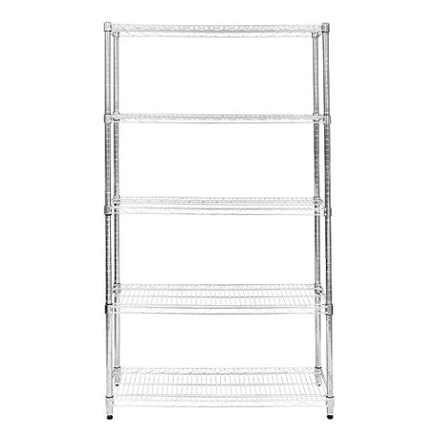 Drahtregal 5-stufiges Metall-Aufbewahrungsregal Heavy Duty Freistehend Höhenverstellbaren Böden & Füße Multifunktional Küche Büro Garage Speisekammer Silber Chrom 1000kg Tragfähigkeit 45 x 120 x 180cm