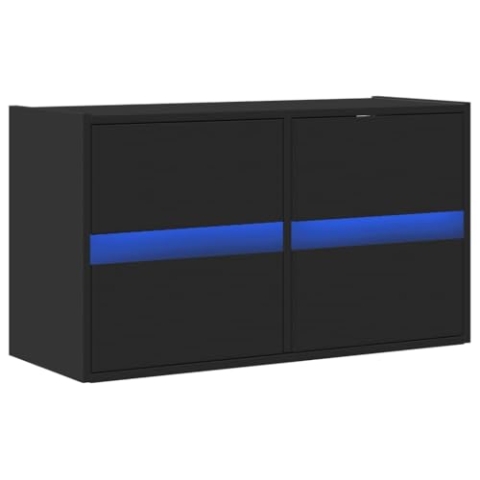 vidaXL TV Wandschrank, TV Schrank Lowboard mit LED-Beleuchtung, Hängeschrank Fernsehschrank für Wohnzimmer, Fernsehtisch TV Board Hängend, Schwarz