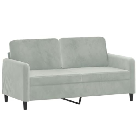 vidaXL Sofa 2-Sitzer, Loungesofa Couch mit Armlehnen Rückenkissen, Wohnzimmersofa Designsofa Metallgestell, Sitzmöbel Zweisitzer, Hellgrau Samt